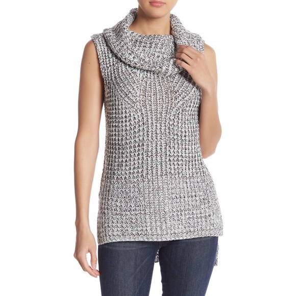 Papillon Jackets & Blazers - Papillon Gray White Knit Cowl Neck Pull-on Vest XL